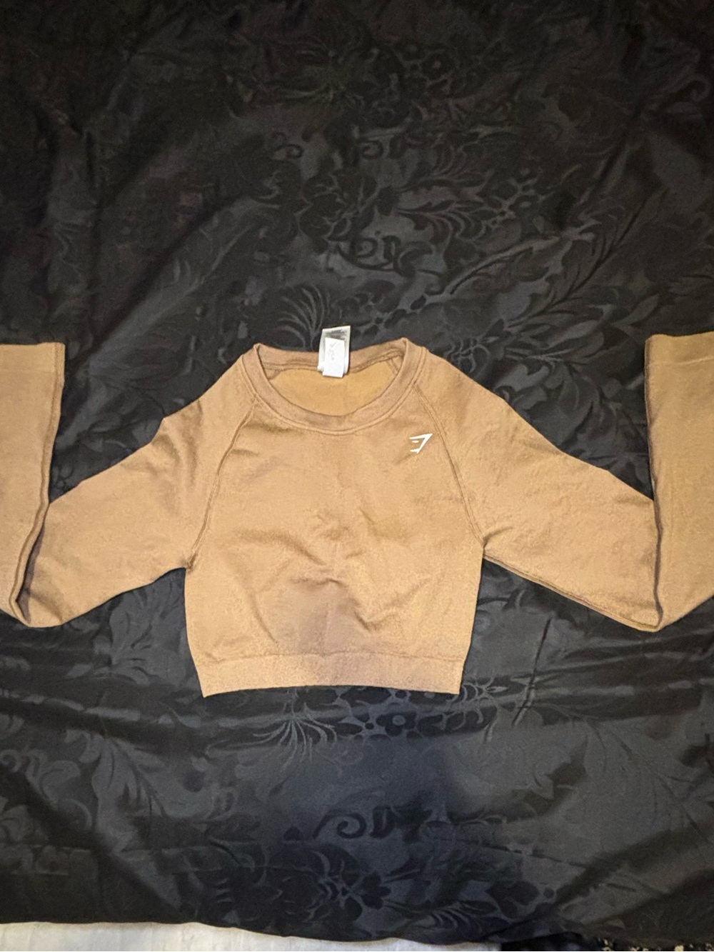Gymshark Cropped Long Sleeve Top in Camel Tan